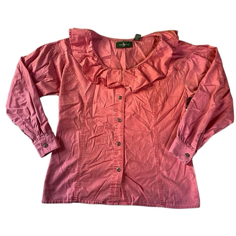 Whimsigoth Ruffled Blouse Medium Career Vintage HUNT CLUB 90s fairy y2k